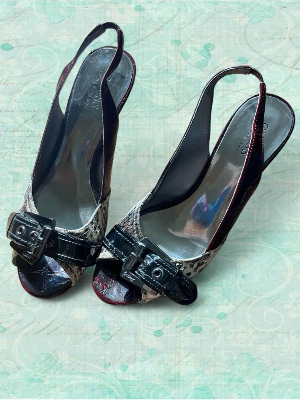 Guess by Marciano Velvet Colour & Snakeskin Slingback Heels